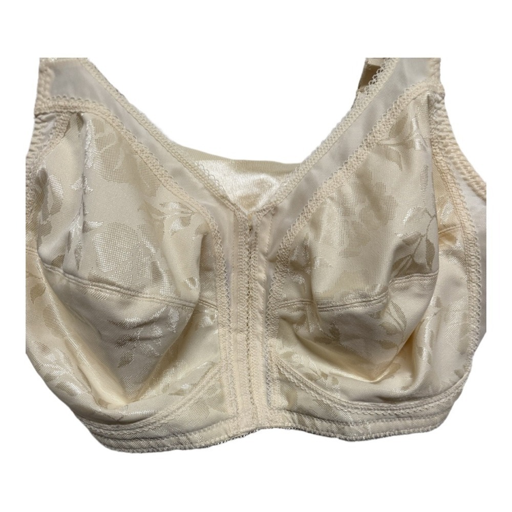 PLAYTEX 18 Hour Wirefree Bra #4695 Front Close Lt Beige Size 46DD Back Support - Picture 3 of 6